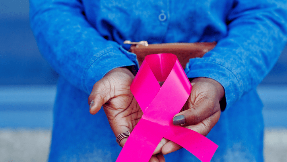 denim and pink ribbon